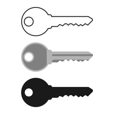 Key icon set. Keys from the locks graphic signs isolated on white background. Symbol lock and unlock.  Vector illustrationのイラスト素材