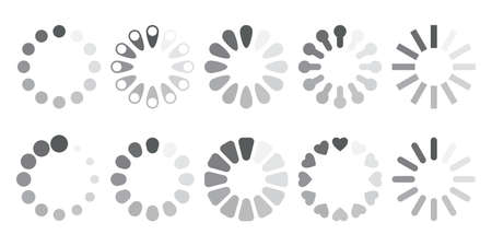 Process web download or update set icons. Buffer and loading set symbols isolated on white background. Vector illustrationのイラスト素材