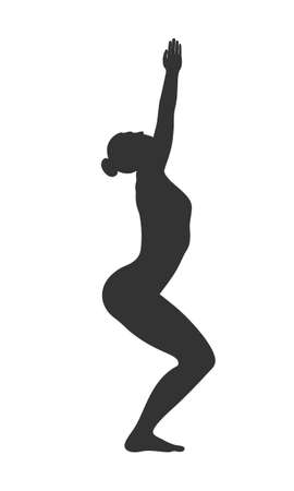 Woman in yoga pose graphic icon. Silhouette of a woman practicing yoga. Sign Isolated on the white background. Vector illustrationのイラスト素材