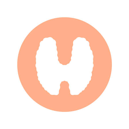Thyroid graphic sign. Thyroid gland symbol in the circle isolated on white background. Vector...