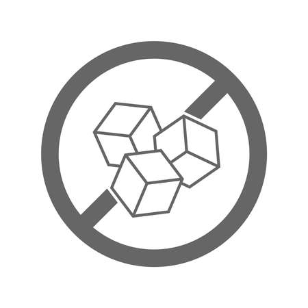 Sugar free graphic icon. Without sugar sign isolated on white background. Prohibition sign on sugar cubes. Vector illustrationのイラスト素材