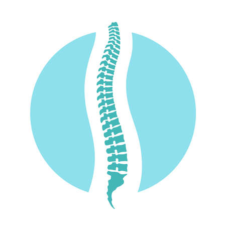 Spine human graphic icon. Spinal column sign in the circle isolated on white background. Logo. Vector illustrationのイラスト素材