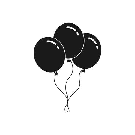 Three black balloons graphic icon. Balloons sign isolated on white background. Vector illustrationのイラスト素材