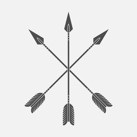 Arrows graphic icon. Crossed three arrows sign isolated on white 