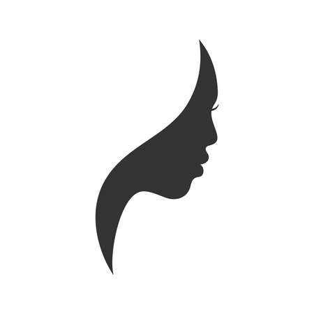 African woman head silhouette. Girl profile isolated on white background. human face symbol. vector illustrationのイラスト素材