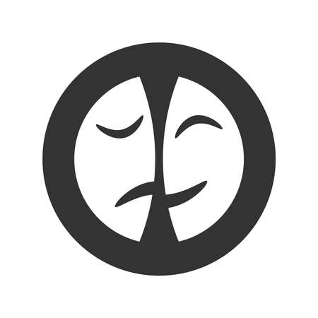 Theatrical masks graphic icon. Theater in the circle isolated on white background. Symbol of theater. vector illustrationのイラスト素材