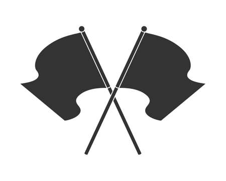 Two crossed flags graphic icon. Flags black sign isolated on white background. vector illustrationのイラスト素材