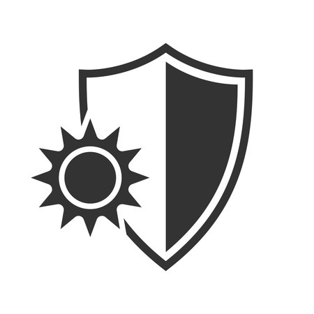 Shield sun resistant graphic icon. Sun protection and UV resistant sign isolated on white background. vector illustrationのイラスト素材