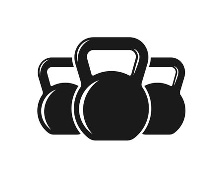 Kettlebells graphic icon. Three kettlebells sign isolated on white background. gym symbol. vector illustrationのイラスト素材