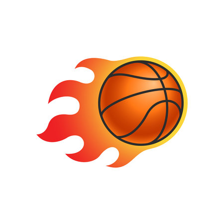 Burning basketball graphic icon. Flying basketball ball sign isolated on white background. vector illustrationのイラスト素材