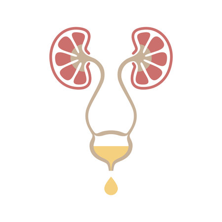 Urinary system graphic icon. Human organs: kidneys, ureters and bladder sign. Urological symbol isolated on white background. vector illustrationのイラスト素材