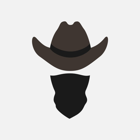 Cowboy graphic icon. Cowboy hat and bandana isolated sign on white background. Symbol of Wild West. vector illustrationのイラスト素材