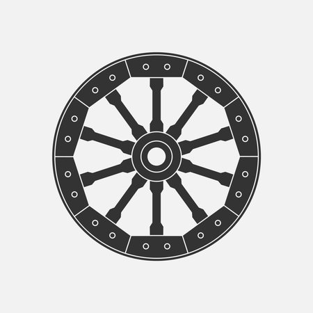 Wooden wheel graphic icon. Old wheel isolated sign on white background. vector illustrationのイラスト素材