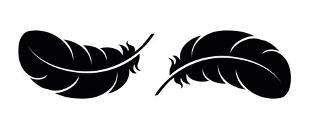 Two bird feather graphic icon. Feathers sign isolated on white background. flat style. Pictogram for web graphics. vector illustrationのイラスト素材