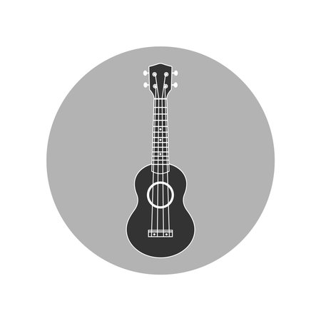 Ukulele graphic icon. Ukulele guitar sign in the circle isolated on white background. vector illustrationのイラスト素材