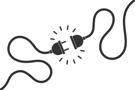 Electric socket and plug graphic icon. Electricity connection or disconnection sign isolated on white background. Vector illustrationのイラスト素材