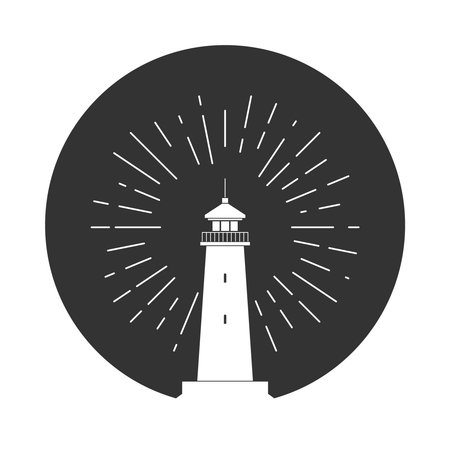 Light of lighthouse icon. Lighthouse sign in the circle isolated on white background. Vector...