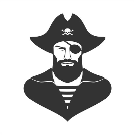 Pirate face graphic icon. Pirate sign isolated on white background. Vector illustrationのイラスト素材