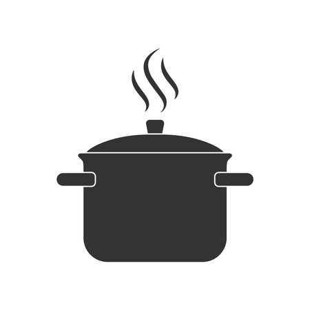 Cooking pot graphic icon. Pot sign isolated on white background. Kitchenware symbol. Vector illustrationのイラスト素材