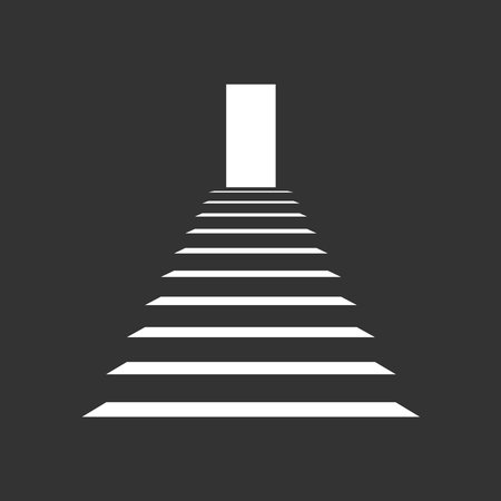 Stair up and door in the darkness. Bright light from the open door lights up the stairs. Business concept. Vector illustrationのイラスト素材
