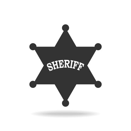 Sheriff badge graphic sign. Sheriff star sign isolated on white background. Vector illustrationのイラスト素材