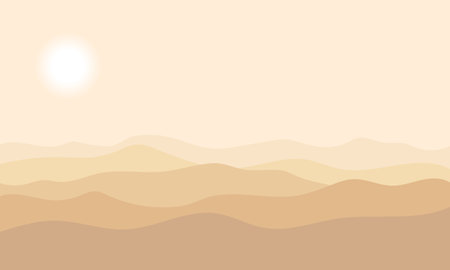 Desert landscape graphic picture. Sand bars and sky. Background with space for text. Vector illustrationのイラスト素材