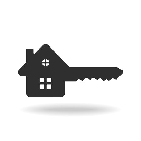 House key graphic icon. Concept real estate symbol. Sign isolated on white background. Vector illustrationのイラスト素材