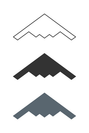 Stealth plane graphic icons. Military plane signs isolated on white background. Vector illustrationのイラスト素材