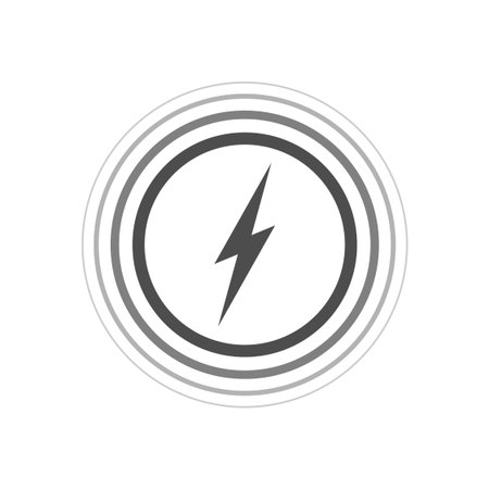 Wireless charging graphic icon. Lightning in circles sign isolated on white background. Wireless technology symbol. Vector illustrationのイラスト素材