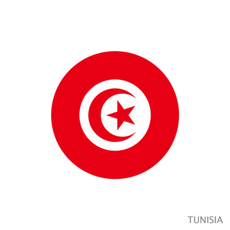 Tunisia flag with official colors and proportion correctly. National flag of Tunisia symbol. Vector illustrationのイラスト素材