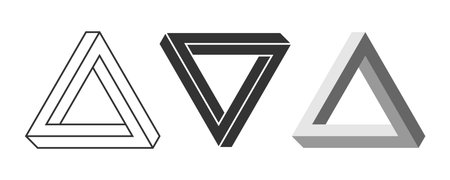 Triangles Penrose icons set. Optical illusion symbols. Vector illustration