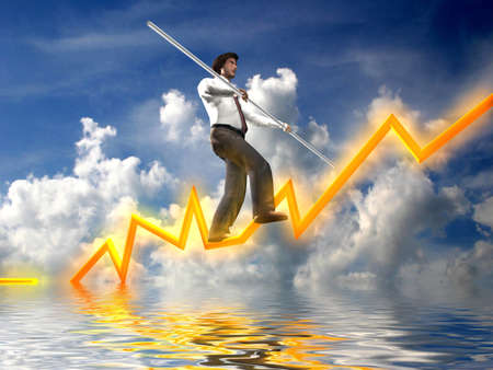 Businessman on a finance graphic aiming for the top
の写真素材