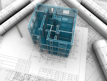 Breadboard model of a building made under drawings