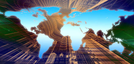 world map technology-styleの写真素材