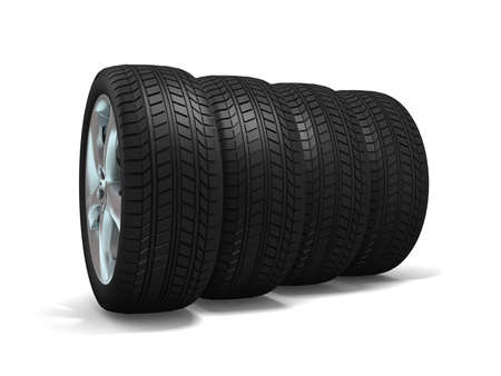 Wheels isolated on white. 3d illustration. の写真素材