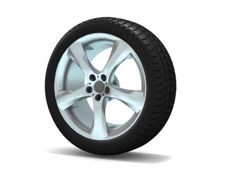 Wheels isolated on white. 3d illustration. の写真素材