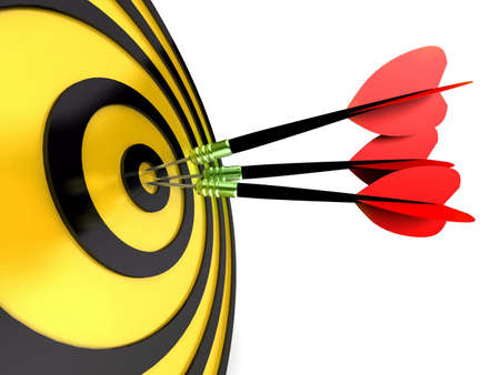 abstract 3d illustration of arrows in target の写真素材