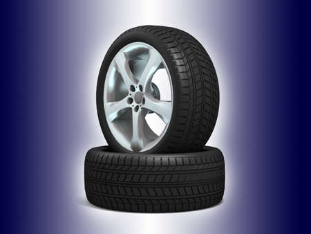 Car wheels on white background.の写真素材