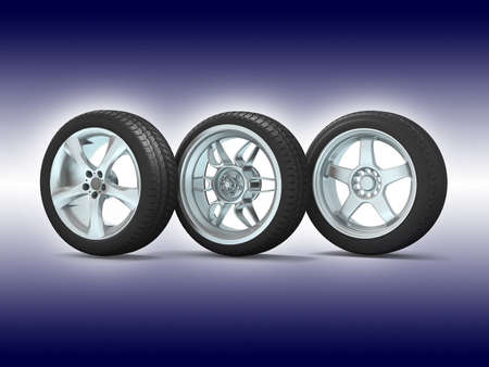 Car wheels on white background.の写真素材