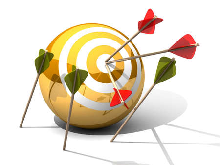 3d target and arrows, isolated on white の写真素材