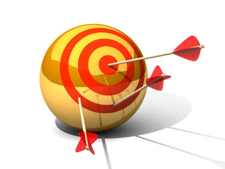 3d target and arrows, isolated on white の写真素材