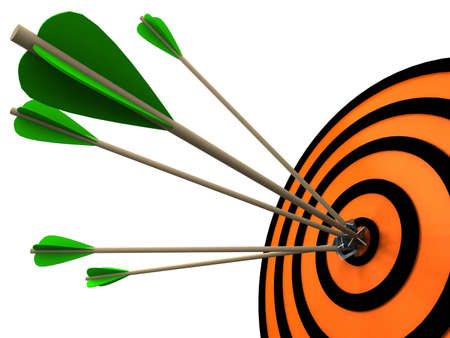 3d target and arrows, isolated on white の写真素材