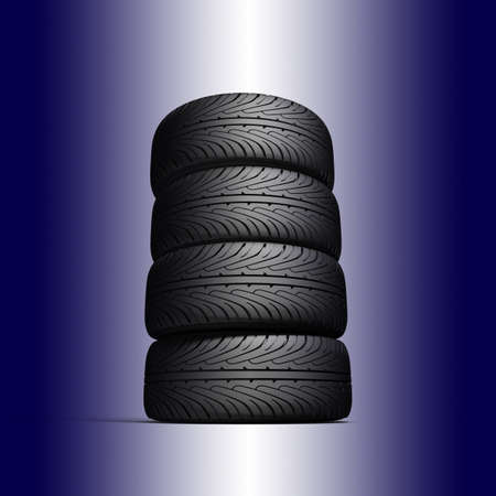 Wheels isolated on white. 3d illustration. の写真素材