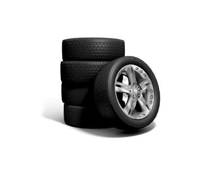Wheels isolated on white. 3d illustration. の写真素材