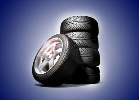 Wheels isolated on white. 3d illustration. の写真素材