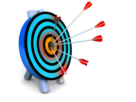 3d target and arrows, isolated on whiteの写真素材