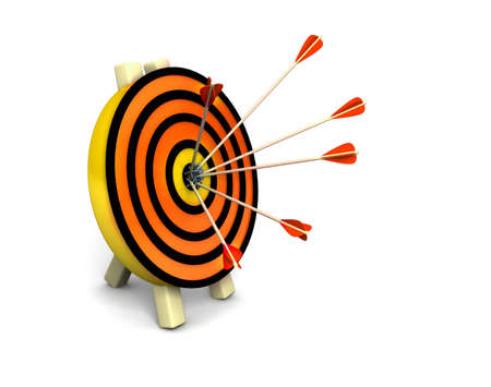3d target and arrows, isolated on whiteの写真素材