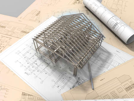 3D plan drawing の写真素材