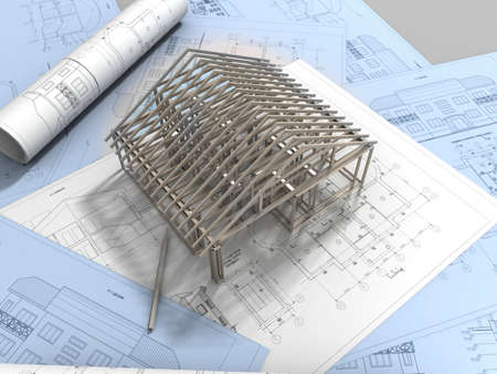 3D plan drawing の写真素材