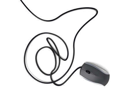 3d illustration of computer mouse and email sign の写真素材